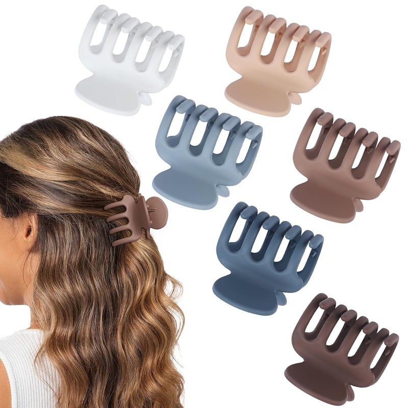 USDNICE 6 Pcs Hair Clips Small Claw Clips for Thin Hair Medium Matte Non-slip Hair Accessories for Women and Girls (Brown Blue) - Image 2